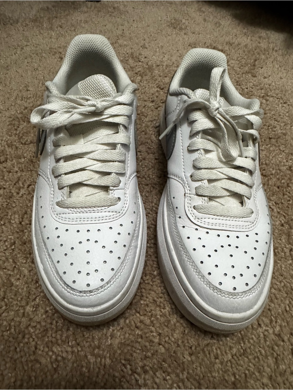 Nike White Low-Top Perforated Leather Sneakers